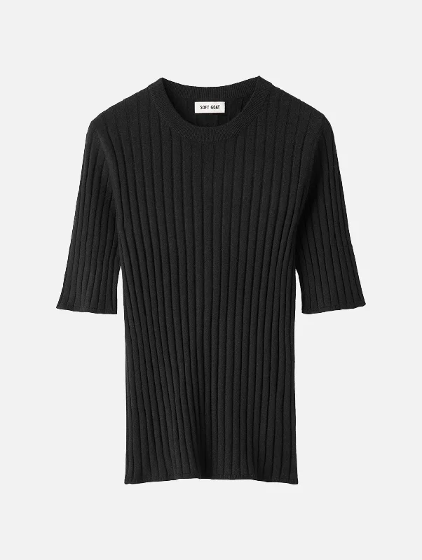 You'll Love Us Because Fine Knit Rib T-Shirt in Black