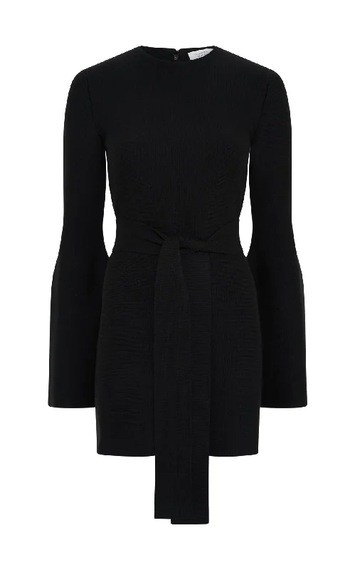 Fashion Forward Tenas Knit Mini Dress in Black Merino Wool Cashmere