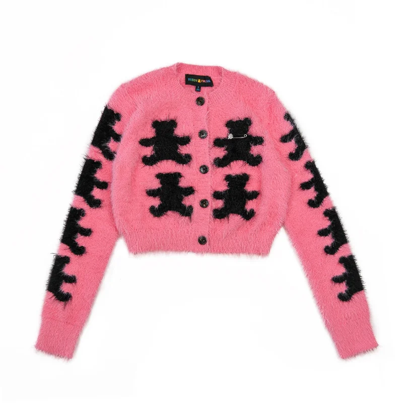 Seasonal Style Discounts Fuzzy Bear Knit Cardigan