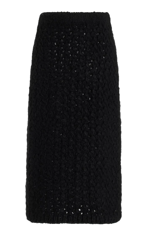Fashion Sale Collin Knit Midi Skirt in Black Welfat Cashmere
