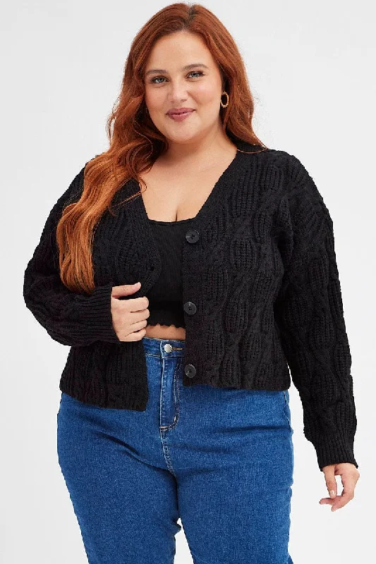 Flash Sale, Don't Miss Black Oversized Cable Knit Cardigan