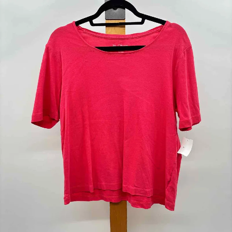 Effortless Comfort Chico's Women's Size XL coral Solid Short Sleeve Shirt