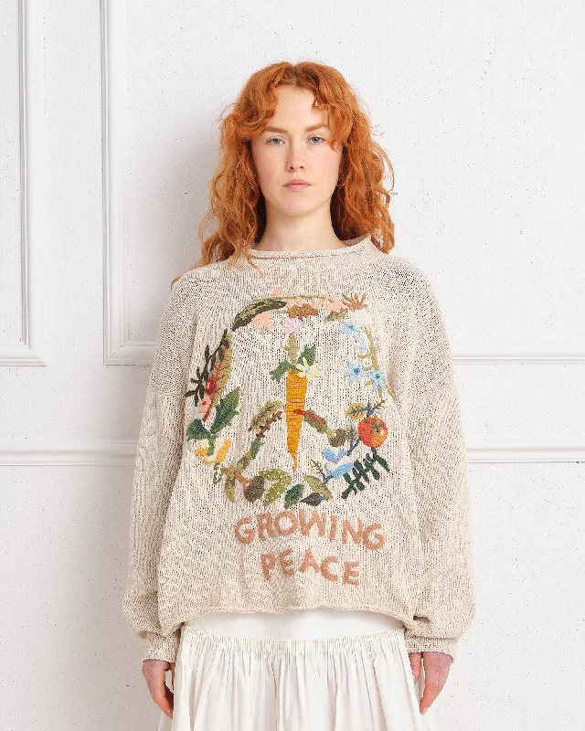 Trendy Women's Wear Collection Twinsun Knit Rollneck - Ecru Growing Peace