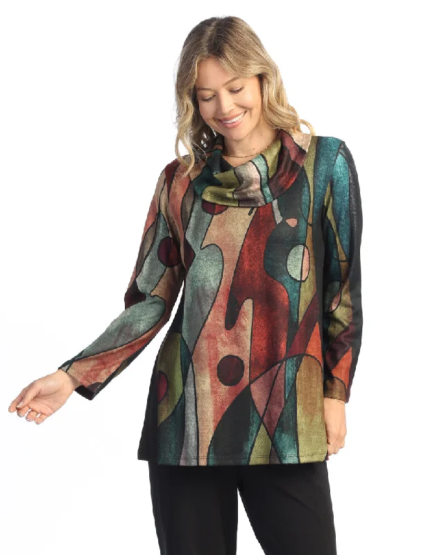 Luxury Style “Tom Tom” French Brushed Knit Mock Neck Tunic - FB4-1867 - L Only