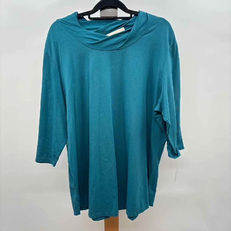 Graceful Cut Neon Buddha Women's Size 3X Teal Solid Tunic