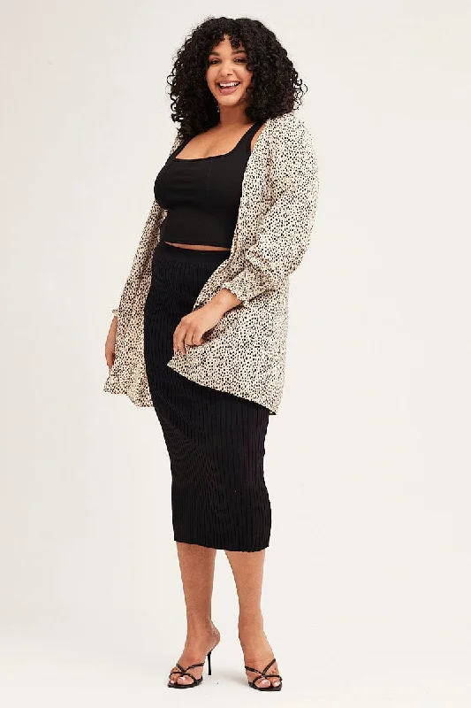 Summer Fashion Animal Print Open Front Longline Cardigan