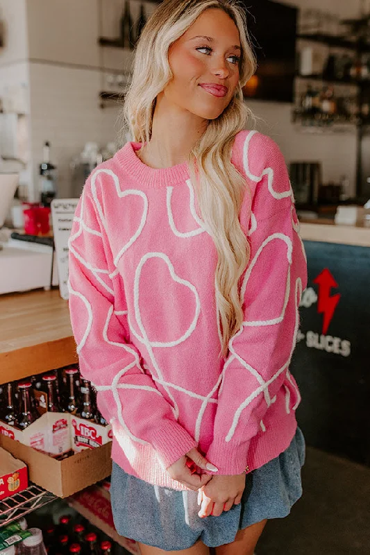 Popular Collection Stylish Women's Garments For Holidays Candy Hearts Embroidered Knit Sweater