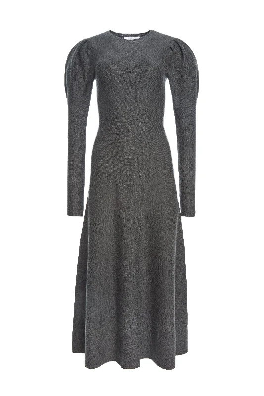 Clearance Event Hannah Knit Maxi Dress in Charcoal Melange Merino Wool Cashmere