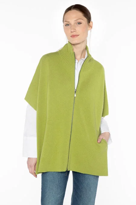 Hot Styles Kinross Cashmere S/L Zip Mock Cardigan