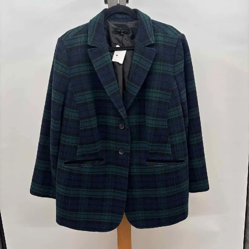 Effortless Chic Apparel Talbots Women's Size 16W Navy Plaid Jacket
