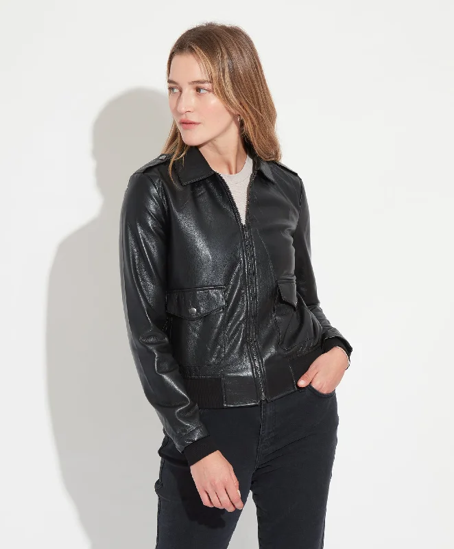 Dive Into Trendy Women's Fashion Vegan Leather Bomber