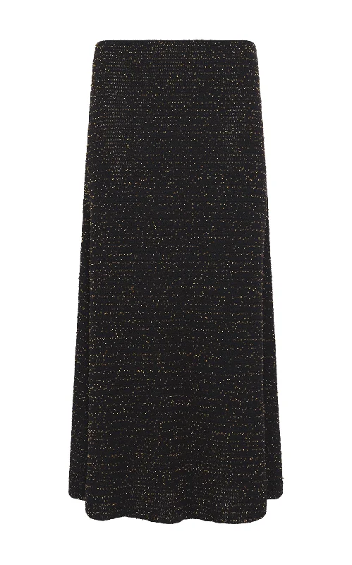 Seasonal Trends Pan Knit Maxi Skirt in Black & Gold Beaded Cashmere