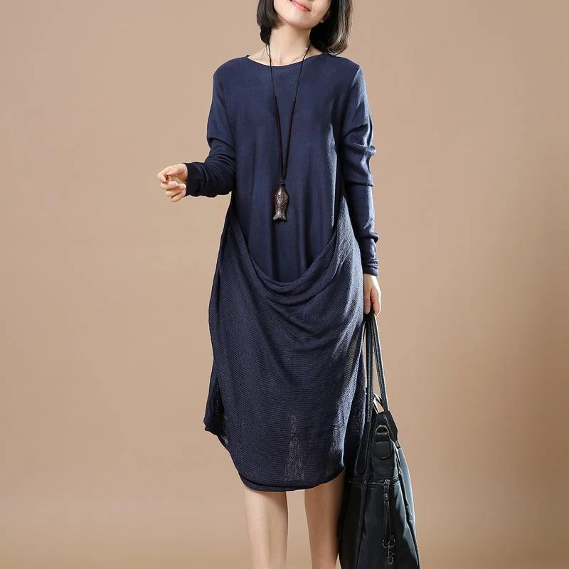 The Good Stuff Navy draping design sweater dresses