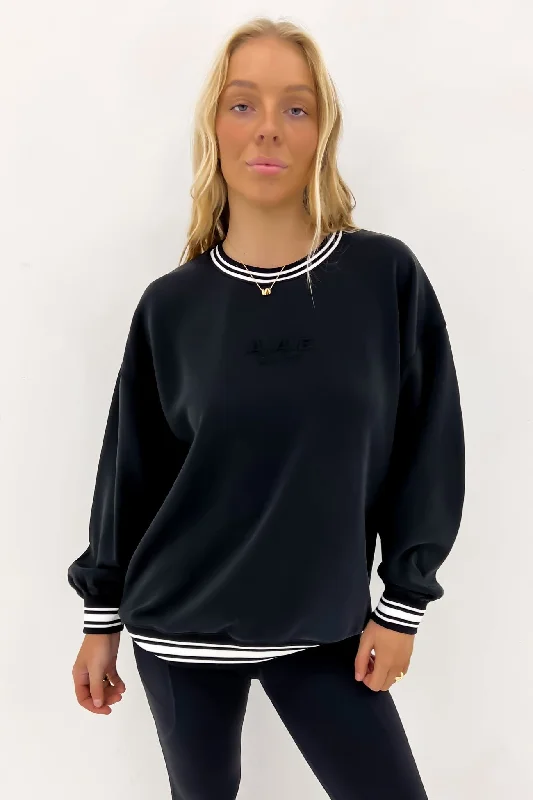 Limited Time Women's Trendy Clothing Luxe Active College Crew Sweater Black