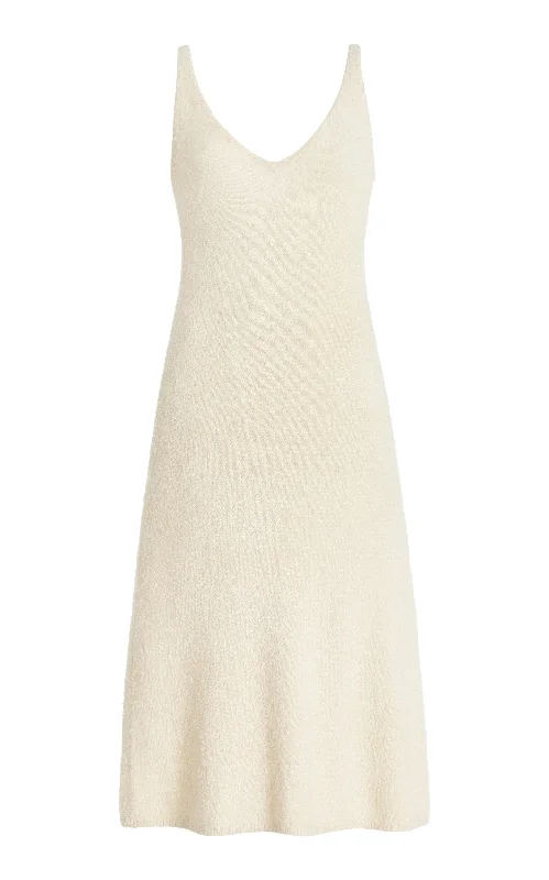 Huge Savings On Parisian Styles Downs Knit Slip Midi Dress in Ivory Silk Cashmere