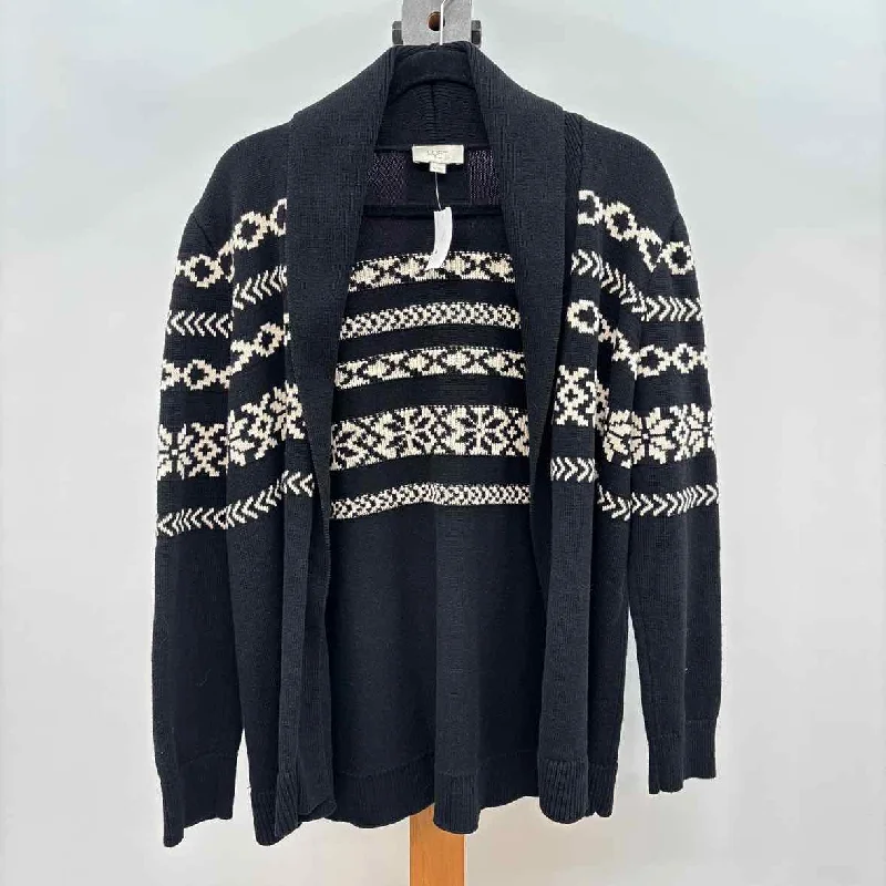 Hot Styles Loft Women's Size XL Black Fair Isle Cardigan