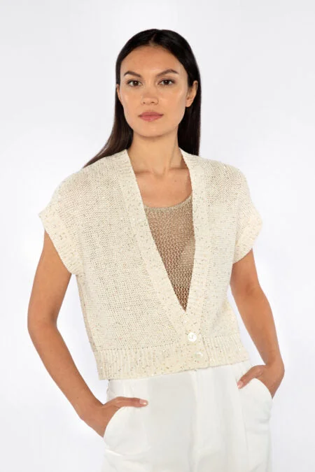 Inspired By You, Designed For You Kinross Cashmere Sequin Cap Sleeve Cardigan