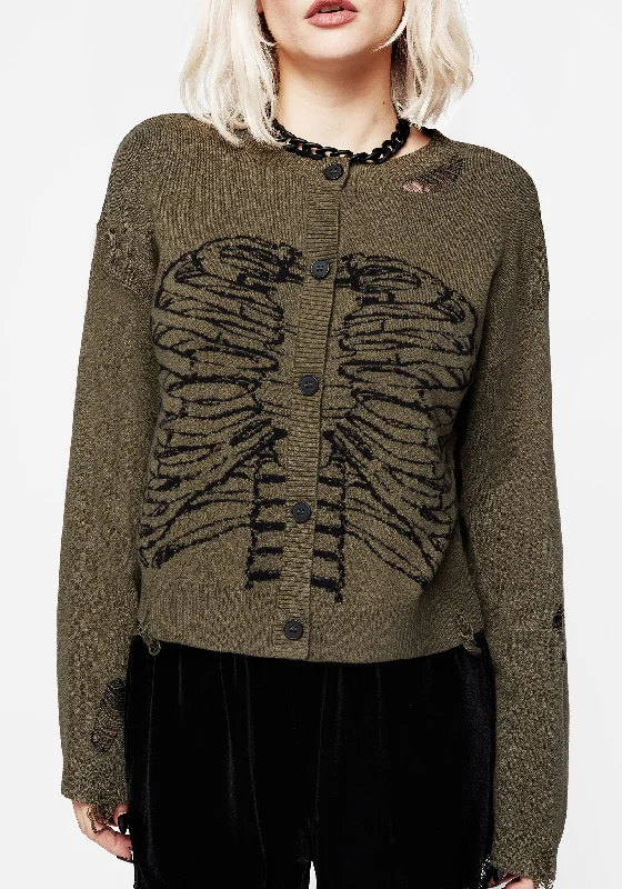 Sustainable Fashion Extravaganza Vertebrae Graphic Knit Crop Cardigan