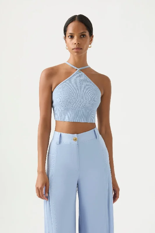 Feminine Flow Xanthe Halter Knit Crop Top