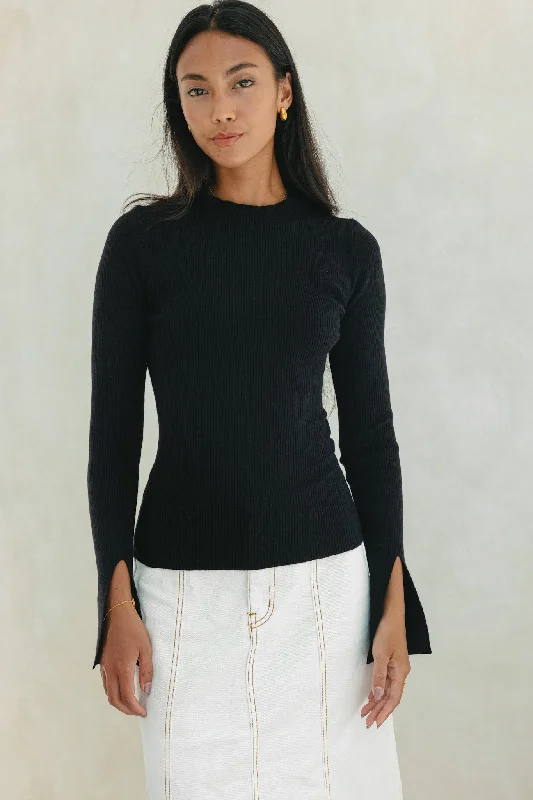 Clearance Sale, All Cheap Vikki Black Long Sleeve Knit Top