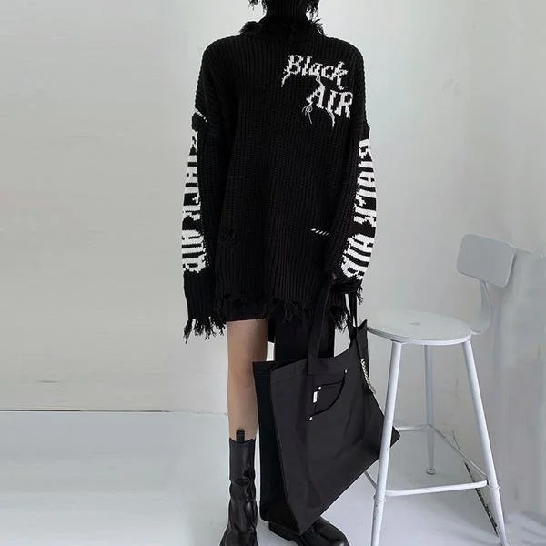 Chic & Cozy Collection Letter Full Sleeve Small Fresh 2021 Pullover Pleated Turtleneck Loose Sweater Chic & Cozy Collection Letter Full Sleeve Small Fresh 2021 Pullover Pleated Turtleneck Loose Sweater