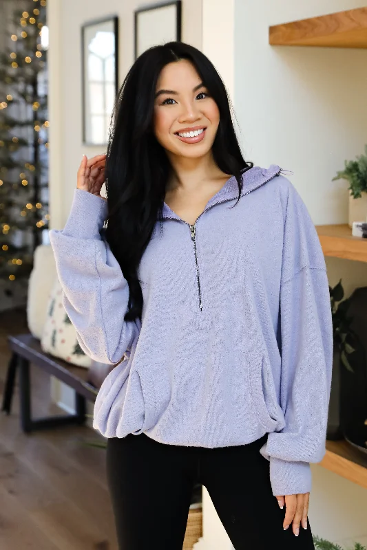 Lighten Up With Nordic Styles FINAL SALE - Laidback Days Periwinkle Soft Knit Hooded Pullover