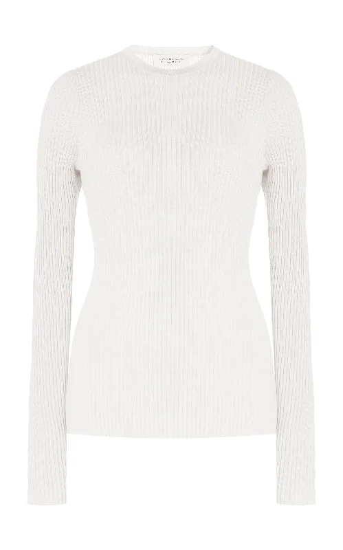 Spring Fashion Browning Knit Sweater in Ivory Cashmere Silk
