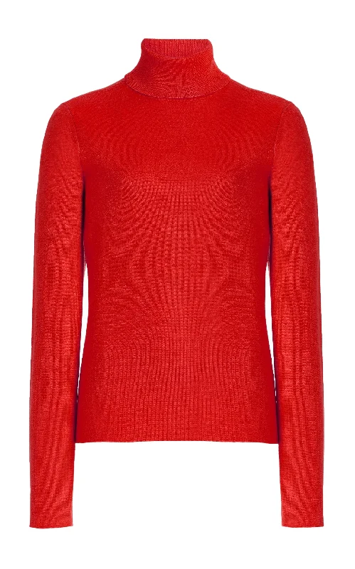 Special Offer For You May Knit Turtleneck in Red Topaz Merino Wool Cashmere