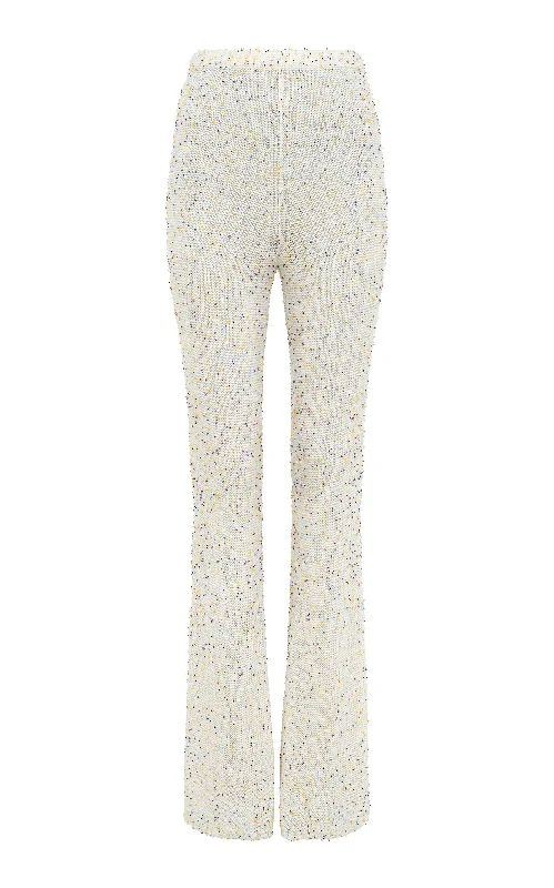 Seasonal Style Discounts Sidney Flare Knit Pant in Ivory Multi Beaded Cashmere