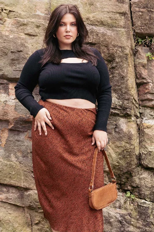 Vintage Look Black Cut Out Knit Top Long Sleeve