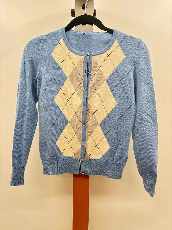 Trend Alert Unbranded Women's Size xxs Baby Blue Argyle Cardigan