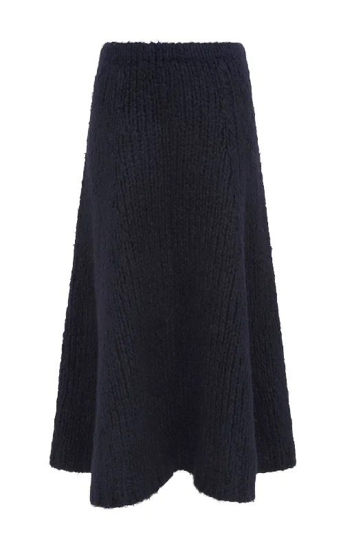 Vintage Charm Peres Knit Midi Skirt in Dip Dye Sky Blue Welfat Cashmere