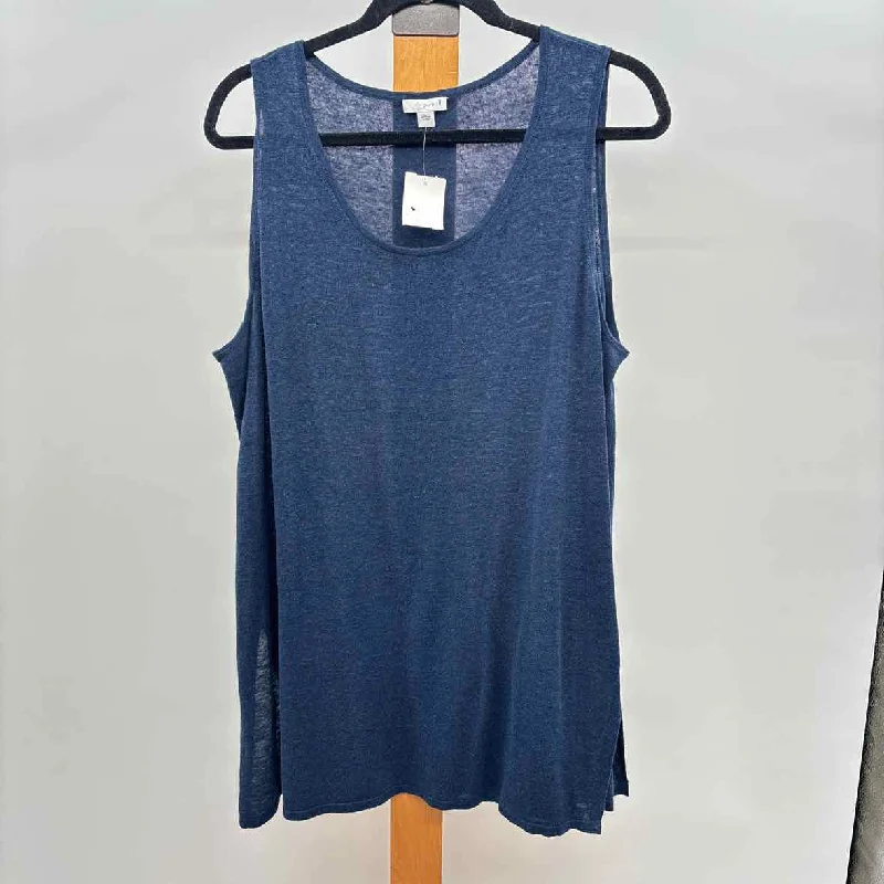 Effortless Style purejill Women's Size L Navy Solid Sleeveless Shirt