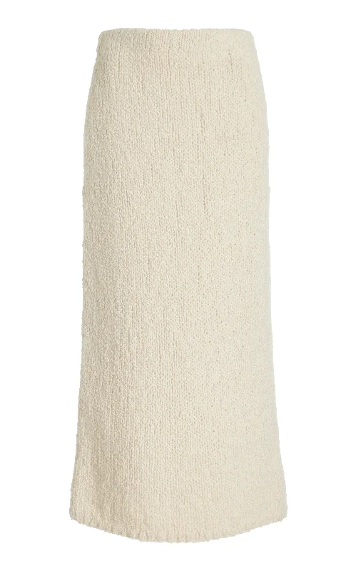 End Of Month Blowout Milne Knit Maxi Skirt in Ivory Cashmere Boucle