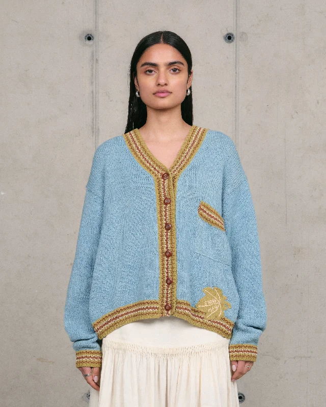 Graceful Movement Bulb Knit Cardigan - Indigo Leaf