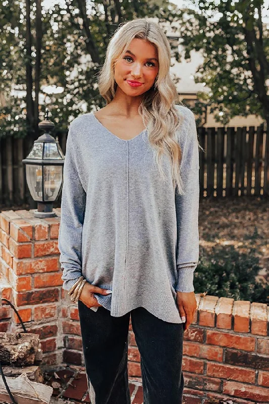 Statement Piece Women's Comfortable Apparel Fall Latte Shift Sweater in Grey