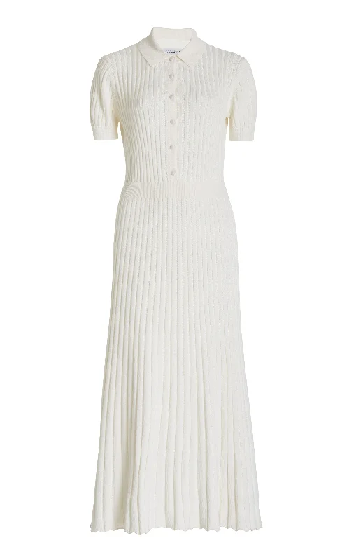 Versatile Wardrobe Essentials Amor Knit Midi Dress in Ivory Cashmere Silk