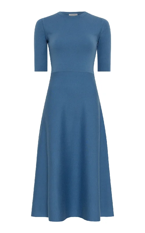 Statement Piece Seymore Knit Midi Dress in Sky Merino Wool Cashmere