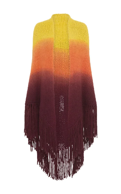 Premium Style Lauren Knit Wrap in Dip Dye Sunrise Welfat Cashmere