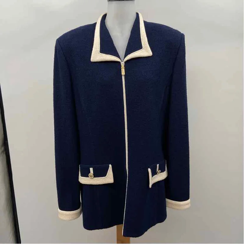 Vibrant Femme Fashion St John Women's Size 14 Navy Solid Jacket
