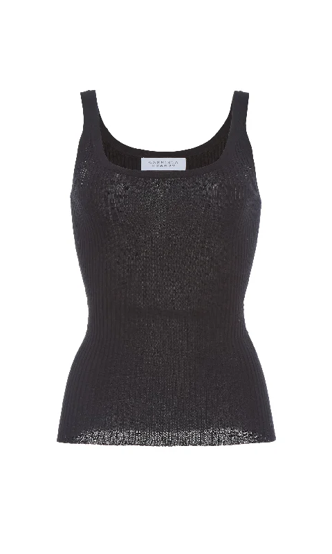 Spring Fashion Alicia Knit Tank Top in Black Merino Wool