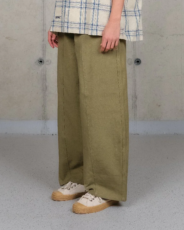 High End Women's Wear Document Pants - Olive Slub