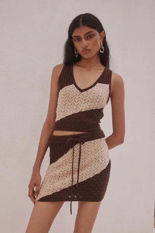 Artful Design JULIE MINI SKIRT - SAND/CHOCOLATE