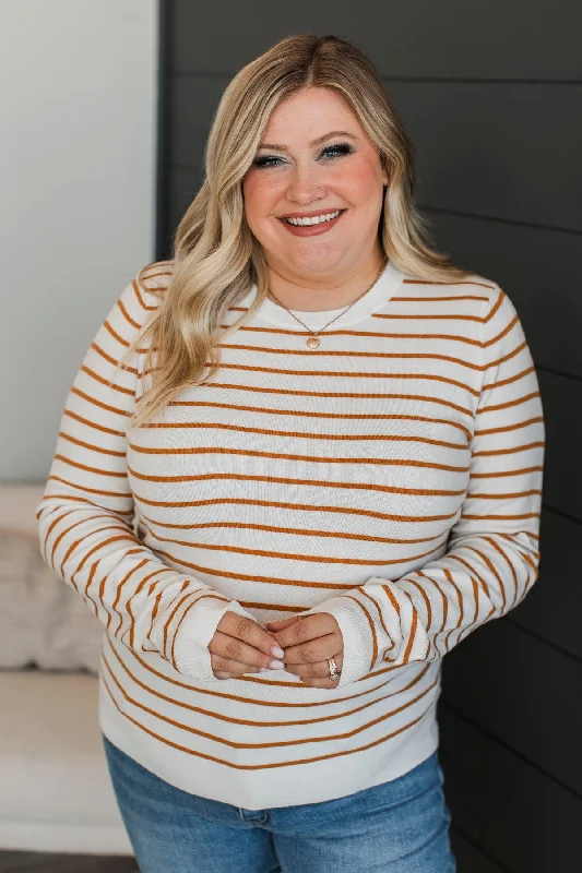 Bold Fashion Break From Reality Striped Sweater- White & Marigold