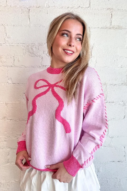 Chic Urban Fashion Look Women's Vintage Garments Wrap Me Up Bow Sweater