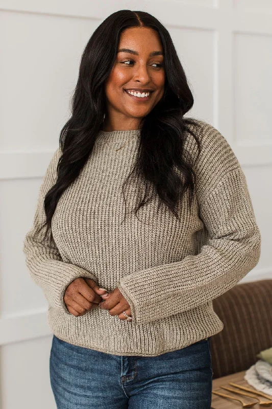 Wardrobe Update Humor Me Two-Tone Knit Sweater- Olive