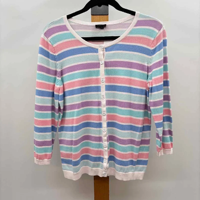 Charming Silhouette Talbots Women's Size M White Stripe Cardigan