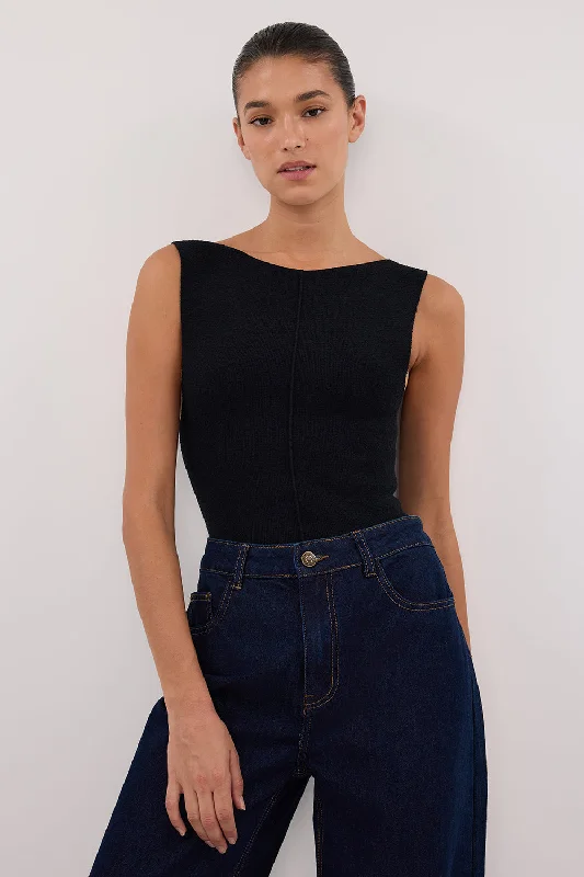 Effortless Sophistication OWEN BLACK BOAT NECK TOP