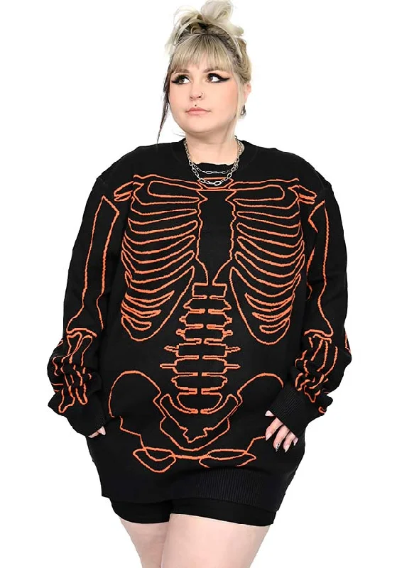 Stupidly Low Prices Casual Outfit For Women All Bones Skeleton [Orange] | SWEATER*