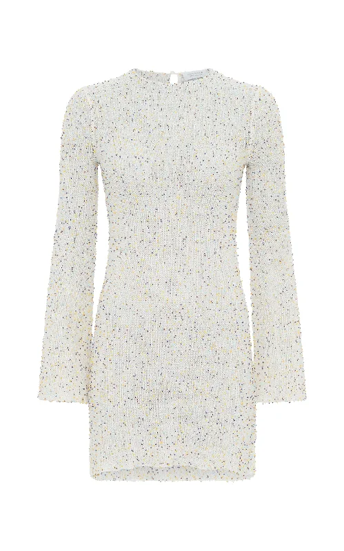 Hurry Before It's Gone Hetty Knit Mini Dress in Ivory Multi Beaded Cashmere